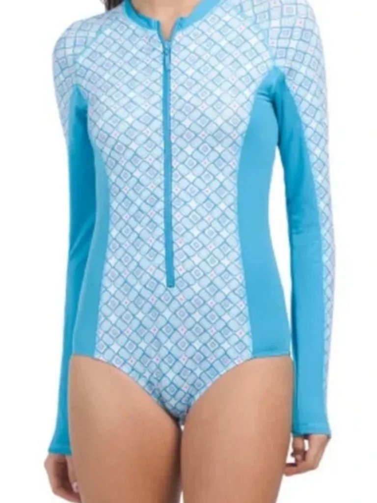Cabana Life Preppy Geo One Piece Unisuit Long Sleeve Size M